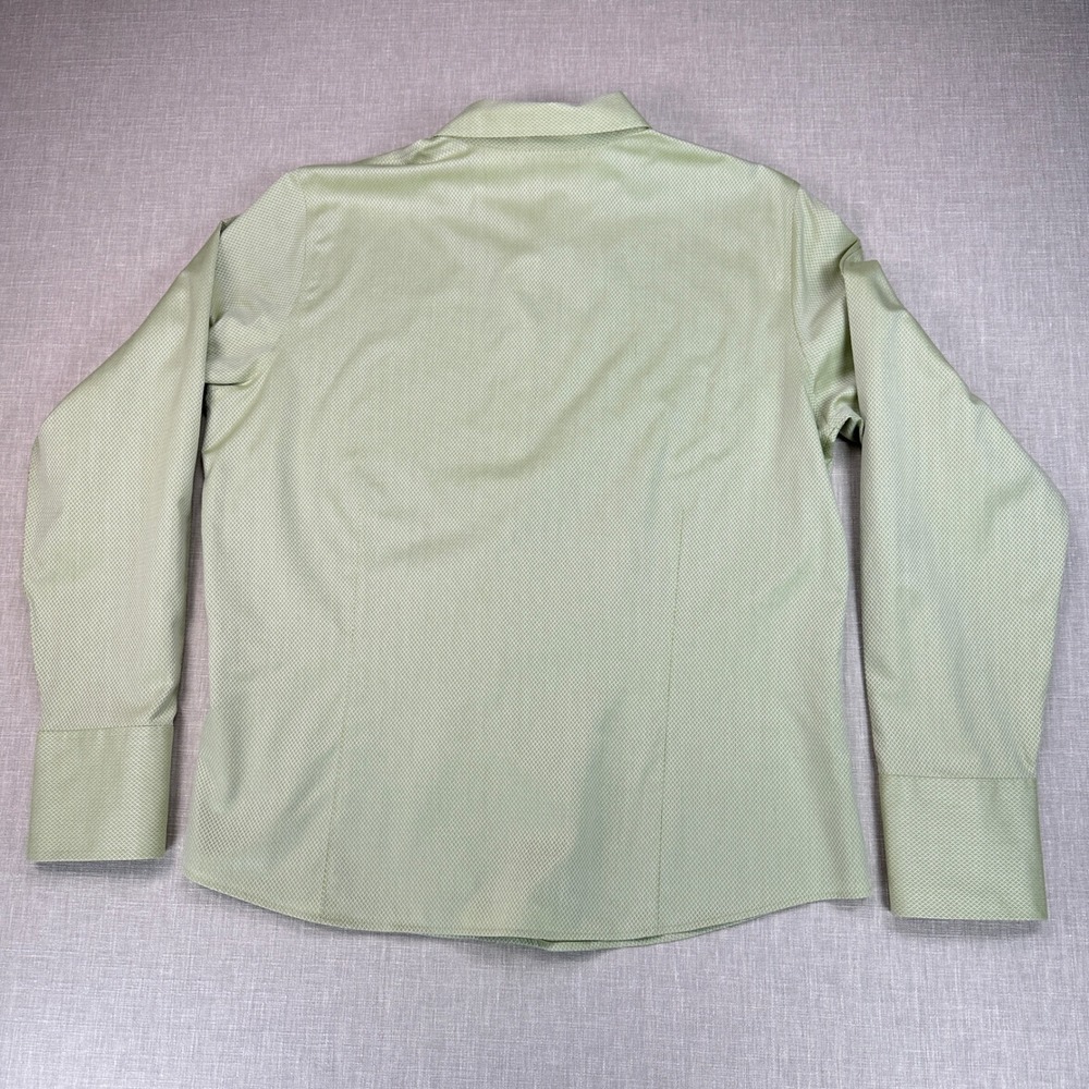 Liz Claiborne Button Down Womens 14 Green Non-Iron Cotton Basketweave REMU4450 - Picture 3 of 11